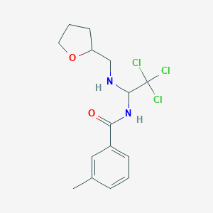 molecular formula C15H19Cl3N2O2 B401327 3-methyl-N-{2,2,2-trichloro-1-[(tetrahydrofuran-2-ylmethyl)amino]ethyl}benzamide 