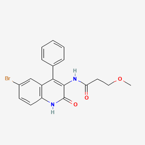 molecular formula C19H17BrN2O3 B4013276 N-(6-bromo-2-oxo-4-phenyl-1,2-dihydro-3-quinolinyl)-3-methoxypropanamide 