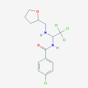 molecular formula C14H16Cl4N2O2 B401328 4-chloro-N-{2,2,2-trichloro-1-[(tetrahydrofuran-2-ylmethyl)amino]ethyl}benzamide 