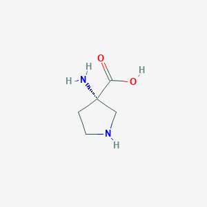molecular formula C5H10N2O2 B040133 (3S)-3-aminopyrrolidine-3-carboxylic acid CAS No. 113473-30-6