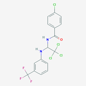 4-chloro-N-{2,2,2-trichloro-1-[3-(trifluoromethyl)anilino]ethyl}benzamide