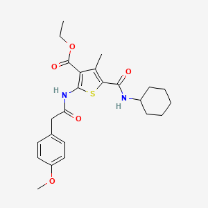 molecular formula C24H30N2O5S B4013306 ETHYL 5-(CYCLOHEXYLCARBAMOYL)-2-[2-(4-METHOXYPHENYL)ACETAMIDO]-4-METHYLTHIOPHENE-3-CARBOXYLATE 