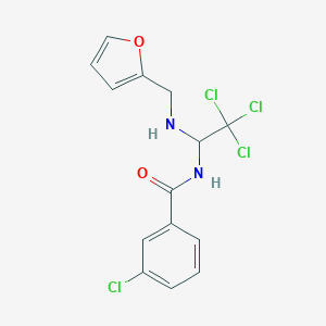 molecular formula C14H12Cl4N2O2 B401331 3-chloro-N-{2,2,2-trichloro-1-[(2-furylmethyl)amino]ethyl}benzamide 