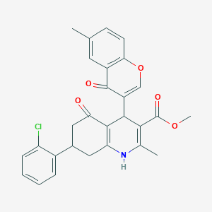 molecular formula C28H24ClNO5 B4013321 methyl 7-(2-chlorophenyl)-2-methyl-4-(6-methyl-4-oxo-4H-chromen-3-yl)-5-oxo-1,4,5,6,7,8-hexahydroquinoline-3-carboxylate 