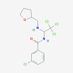 molecular formula C14H16Cl4N2O2 B401333 3-chloro-N-{2,2,2-trichloro-1-[(tetrahydrofuran-2-ylmethyl)amino]ethyl}benzamide 