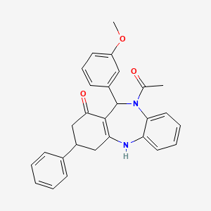 molecular formula C28H26N2O3 B4013343 10-acetyl-11-(3-methoxyphenyl)-3-phenyl-2,3,4,5,10,11-hexahydro-1H-dibenzo[b,e][1,4]diazepin-1-one 