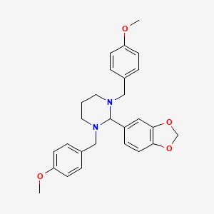 molecular formula C27H30N2O4 B4013358 2-(1,3-benzodioxol-5-yl)-1,3-bis(4-methoxybenzyl)hexahydropyrimidine 