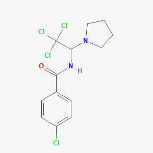 molecular formula C13H14Cl4N2O B401336 4-chloro-N-(2,2,2-trichloro-1-pyrrolidin-1-ylethyl)benzamide 