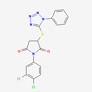 molecular formula C17H11Cl2N5O2S B4013360 1-(3,4-dichlorophenyl)-3-[(1-phenyl-1H-tetrazol-5-yl)thio]-2,5-pyrrolidinedione 