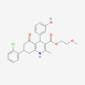 molecular formula C26H26ClNO5 B4013388 2-methoxyethyl 7-(2-chlorophenyl)-4-(3-hydroxyphenyl)-2-methyl-5-oxo-1,4,5,6,7,8-hexahydro-3-quinolinecarboxylate 