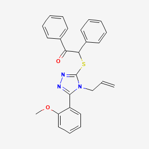 molecular formula C26H23N3O2S B4013395 2-{[4-allyl-5-(2-methoxyphenyl)-4H-1,2,4-triazol-3-yl]thio}-1,2-diphenylethanone 