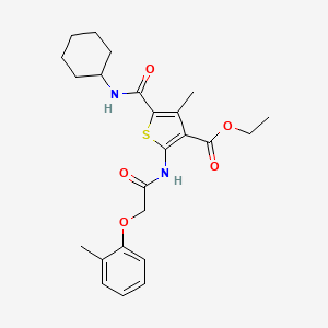 molecular formula C24H30N2O5S B4013429 ethyl 5-[(cyclohexylamino)carbonyl]-4-methyl-2-{[(2-methylphenoxy)acetyl]amino}-3-thiophenecarboxylate 