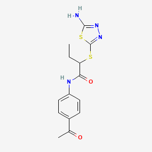 molecular formula C14H16N4O2S2 B4013450 N-(4-acetylphenyl)-2-[(5-amino-1,3,4-thiadiazol-2-yl)thio]butanamide 