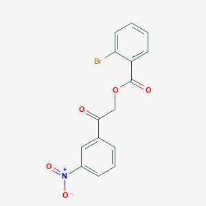 molecular formula C15H10BrNO5 B401346 2-{3-Nitrophenyl}-2-oxoethyl 3-({2,4-bisnitroanilino}methyl)pyridine 