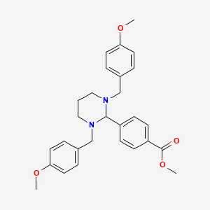 molecular formula C28H32N2O4 B4013475 methyl 4-[1,3-bis(4-methoxybenzyl)hexahydro-2-pyrimidinyl]benzoate 