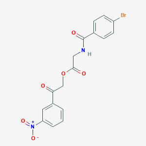 molecular formula C17H13BrN2O6 B401350 (4-Bromo-benzoylamino)-acetic acid 2-(3-nitro-phenyl)-2-oxo-ethyl ester 