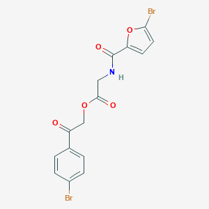 molecular formula C15H11Br2NO5 B401351 2-(4-Bromophenyl)-2-oxoethyl [(5-bromo-2-furoyl)amino]acetate 