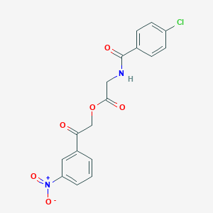 molecular formula C17H13ClN2O6 B401352 2-(3-nitrophenyl)-2-oxoethyl N-[(4-chlorophenyl)carbonyl]glycinate 