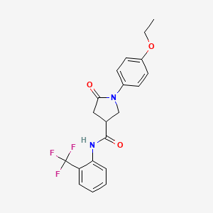 molecular formula C20H19F3N2O3 B4013520 1-(4-ethoxyphenyl)-5-oxo-N-[2-(trifluoromethyl)phenyl]-3-pyrrolidinecarboxamide 