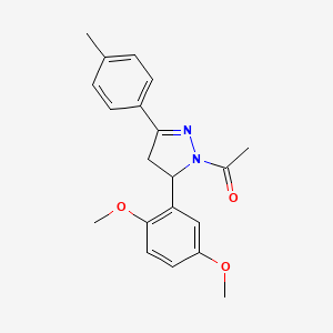 molecular formula C20H22N2O3 B4013532 1-acetyl-5-(2,5-dimethoxyphenyl)-3-(4-methylphenyl)-4,5-dihydro-1H-pyrazole 