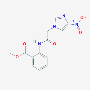 molecular formula C13H12N4O5 B401358 methyl 2-{[(4-nitro-1H-imidazol-1-yl)acetyl]amino}benzoate 