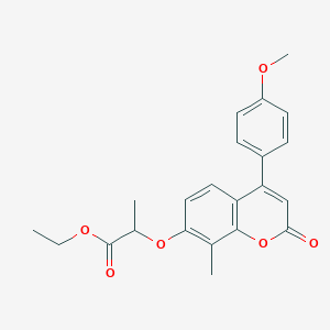 molecular formula C22H22O6 B4013613 ethyl 2-{[4-(4-methoxyphenyl)-8-methyl-2-oxo-2H-chromen-7-yl]oxy}propanoate 