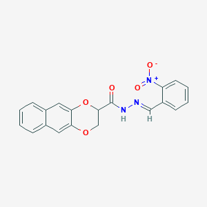 molecular formula C20H15N3O5 B401367 N'-{2-nitrobenzylidene}-2,3-dihydronaphtho[2,3-b][1,4]dioxine-2-carbohydrazide 