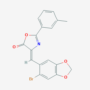 molecular formula C18H12BrNO4 B401370 4-[(6-bromo-1,3-benzodioxol-5-yl)methylene]-2-(3-methylphenyl)-1,3-oxazol-5(4H)-one 