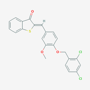 molecular formula C23H16Cl2O3S B401372 2-{4-[(2,4-dichlorobenzyl)oxy]-3-methoxybenzylidene}-1-benzothiophen-3(2H)-one 