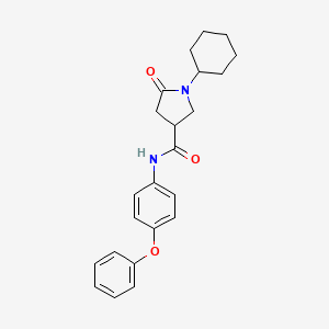 molecular formula C23H26N2O3 B4013762 1-cyclohexyl-5-oxo-N-(4-phenoxyphenyl)-3-pyrrolidinecarboxamide CAS No. 669696-41-7