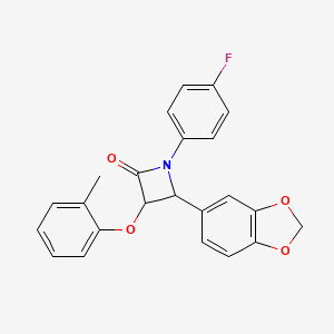 molecular formula C23H18FNO4 B4013773 4-(1,3-benzodioxol-5-yl)-1-(4-fluorophenyl)-3-(2-methylphenoxy)-2-azetidinone 