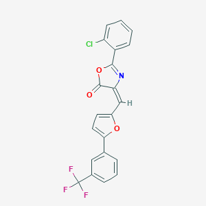 molecular formula C21H11ClF3NO3 B401380 2-(2-chlorophenyl)-4-({5-[3-(trifluoromethyl)phenyl]-2-furyl}methylene)-1,3-oxazol-5(4H)-one 