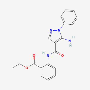 molecular formula C19H18N4O3 B4013801 ethyl 2-{[(5-amino-1-phenyl-1H-pyrazol-4-yl)carbonyl]amino}benzoate 