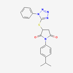 molecular formula C20H19N5O2S B4013802 1-(4-isopropylphenyl)-3-[(1-phenyl-1H-tetrazol-5-yl)thio]-2,5-pyrrolidinedione 
