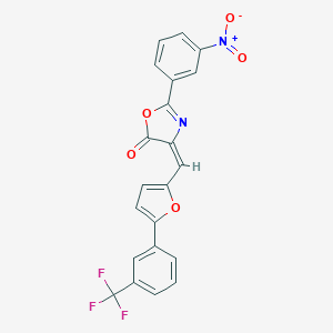 molecular formula C21H11F3N2O5 B401381 (4E)-2-(3-nitrophenyl)-4-[[5-[3-(trifluoromethyl)phenyl]furan-2-yl]methylidene]-1,3-oxazol-5-one 