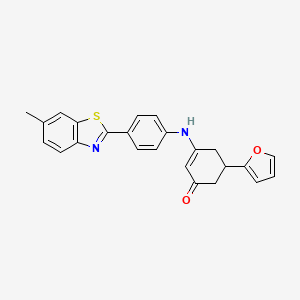 molecular formula C24H20N2O2S B4013817 5-(2-furyl)-3-{[4-(6-methyl-1,3-benzothiazol-2-yl)phenyl]amino}-2-cyclohexen-1-one 