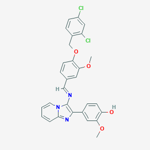 molecular formula C29H23Cl2N3O4 B401382 4-[3-({4-[(2,4-Dichlorobenzyl)oxy]-3-methoxybenzylidene}amino)imidazo[1,2-a]pyridin-2-yl]-2-methoxyphenol 