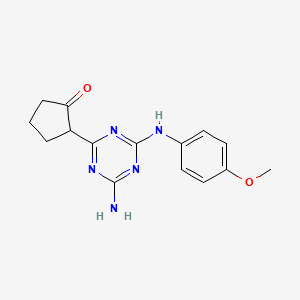 molecular formula C15H17N5O2 B4013846 2-{4-amino-6-[(4-methoxyphenyl)amino]-1,3,5-triazin-2-yl}cyclopentanone 