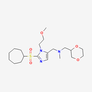 molecular formula C20H35N3O5S B4013854 1-[2-(cycloheptylsulfonyl)-1-(2-methoxyethyl)-1H-imidazol-5-yl]-N-(1,4-dioxan-2-ylmethyl)-N-methylmethanamine 