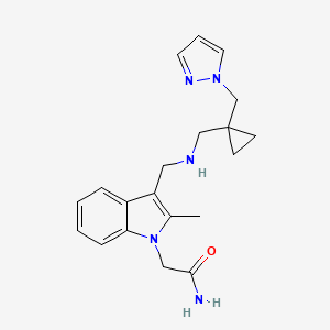 molecular formula C20H25N5O B4013918 2-{2-methyl-3-[({[1-(1H-pyrazol-1-ylmethyl)cyclopropyl]methyl}amino)methyl]-1H-indol-1-yl}acetamide 