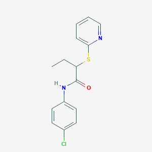 molecular formula C15H15ClN2OS B4013922 N-(4-chlorophenyl)-2-(2-pyridinylthio)butanamide 