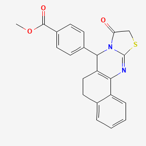 molecular formula C22H18N2O3S B4013941 methyl 4-(9-oxo-5,7,9,10-tetrahydro-6H-benzo[h][1,3]thiazolo[2,3-b]quinazolin-7-yl)benzoate 
