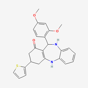 molecular formula C25H24N2O3S B4013960 11-(2,4-dimethoxyphenyl)-3-(2-thienyl)-2,3,4,5,10,11-hexahydro-1H-dibenzo[b,e][1,4]diazepin-1-one 