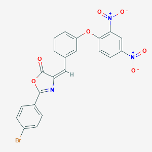molecular formula C22H12BrN3O7 B401398 4-(3-{2,4-bisnitrophenoxy}benzylidene)-2-(4-bromophenyl)-1,3-oxazol-5(4H)-one 