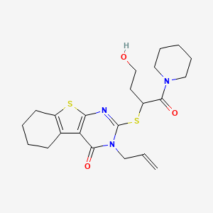 molecular formula C22H29N3O3S2 B4013986 3-allyl-2-{[3-hydroxy-1-(1-piperidinylcarbonyl)propyl]thio}-5,6,7,8-tetrahydro[1]benzothieno[2,3-d]pyrimidin-4(3H)-one 