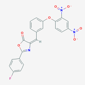 molecular formula C22H12FN3O7 B401399 4-(3-{2,4-bisnitrophenoxy}benzylidene)-2-(4-fluorophenyl)-1,3-oxazol-5(4H)-one 