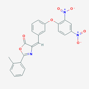 molecular formula C23H15N3O7 B401400 4-(3-{2,4-bisnitrophenoxy}benzylidene)-2-(2-methylphenyl)-1,3-oxazol-5(4H)-one 