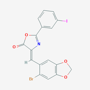 molecular formula C17H9BrINO4 B401401 4-[(6-bromo-1,3-benzodioxol-5-yl)methylene]-2-(3-iodophenyl)-1,3-oxazol-5(4H)-one 