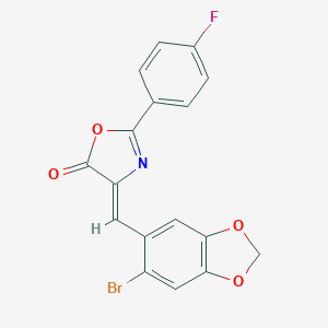 molecular formula C17H9BrFNO4 B401402 4-[(6-bromo-1,3-benzodioxol-5-yl)methylene]-2-(4-fluorophenyl)-1,3-oxazol-5(4H)-one 