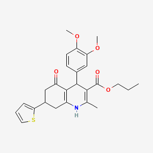 molecular formula C26H29NO5S B4014037 propyl 4-(3,4-dimethoxyphenyl)-2-methyl-5-oxo-7-(2-thienyl)-1,4,5,6,7,8-hexahydro-3-quinolinecarboxylate 